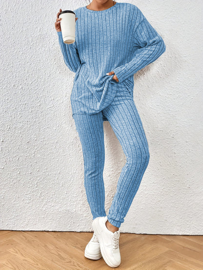 Dames Pull à manches longues en tricot avec structure côtelée Chic und Stil
