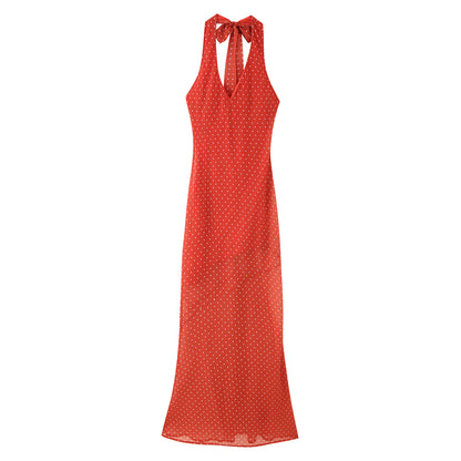 Robe maxi femme avec un dos raffiné et des volants élégants Chic und Stil