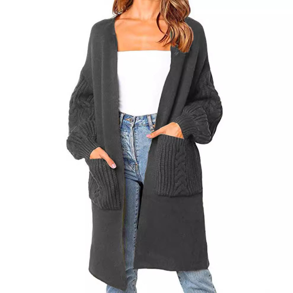 Cardigan long pour femme en tricot avec motif en relief et poches pratiques Chic und Stil