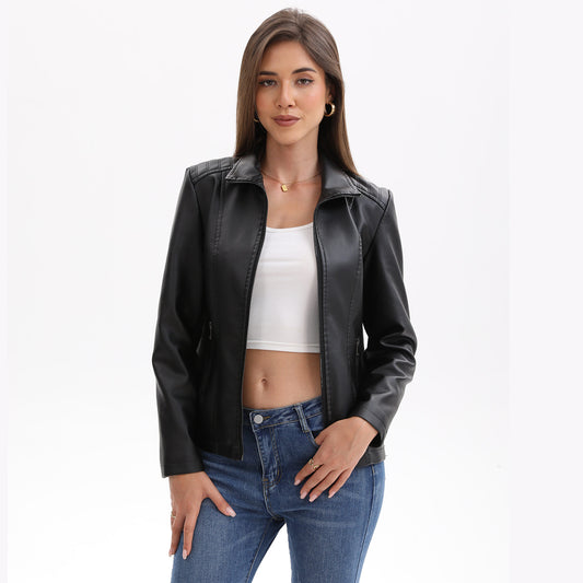 Ladies Chic and Style Faux Leather Jacket