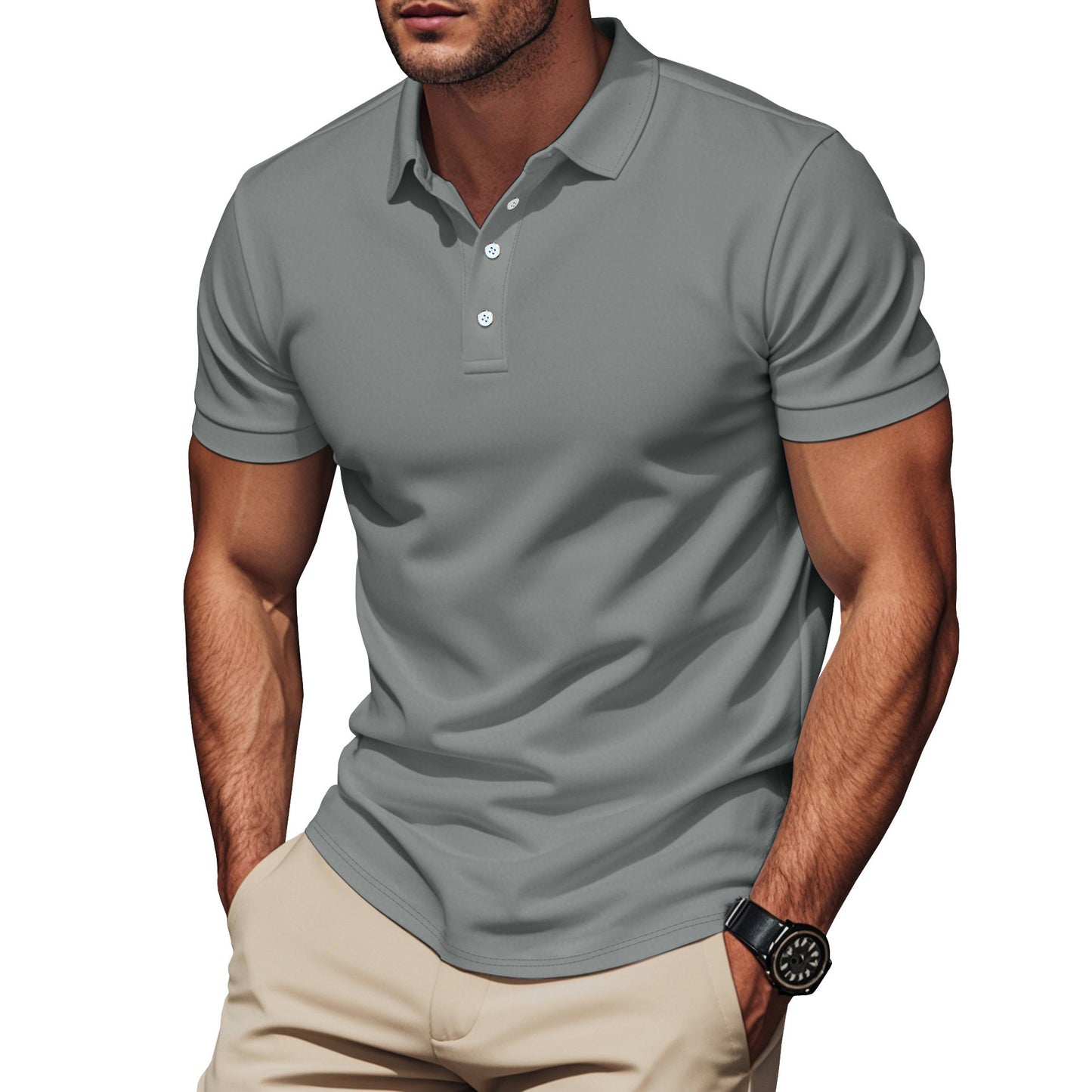Polo pour hommes à la mode en matériau respirant avec design texturé Chic und Stil