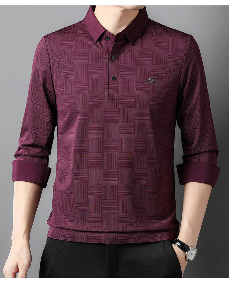 Chemise polo à manches longues pour hommes avec design texturé Chic und Stil