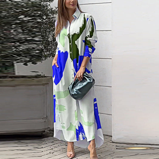 Robe longue à impression artistique pour femmes Chic und Stil