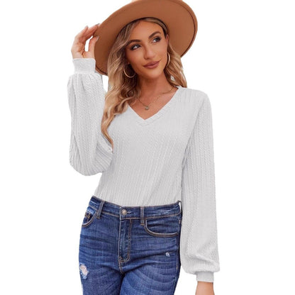 Femme pull en tricot avec une fine structure côtelée et un décolleté en V décontracté Chic und Stil