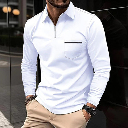Chemise à manches longues pour hommes avec fermeture éclair et poche poitrine Chic und Stil