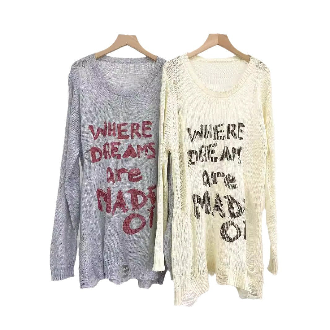 Pull oversized pour femmes avec des inscriptions créatives et des détails raffinés Chic und Stil