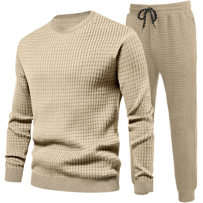 Chic and stylish textured design men's top and jogger pants set