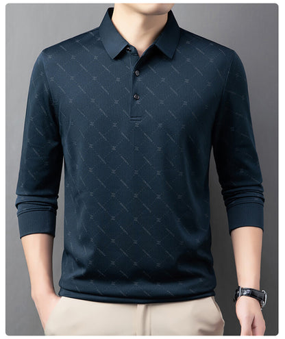 Men's Long Sleeve Polo with an innovative pattern and breathable properties Chic and Style