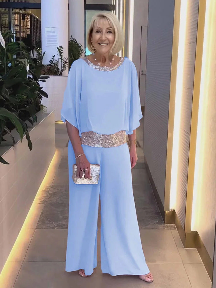 Dames élégant et aérien combinaison avec ceinture scintillante Chic und Stil