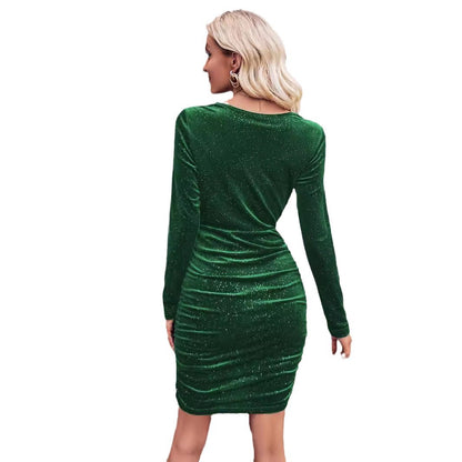 Damen Wickelkleid mit funkelndem Effekt und Raffungen Chic und Stil