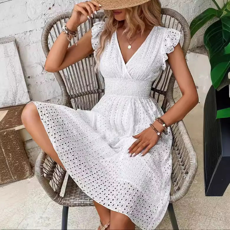 Women's Summer Ruffle Dress with Waffle Texture Chic und Stil