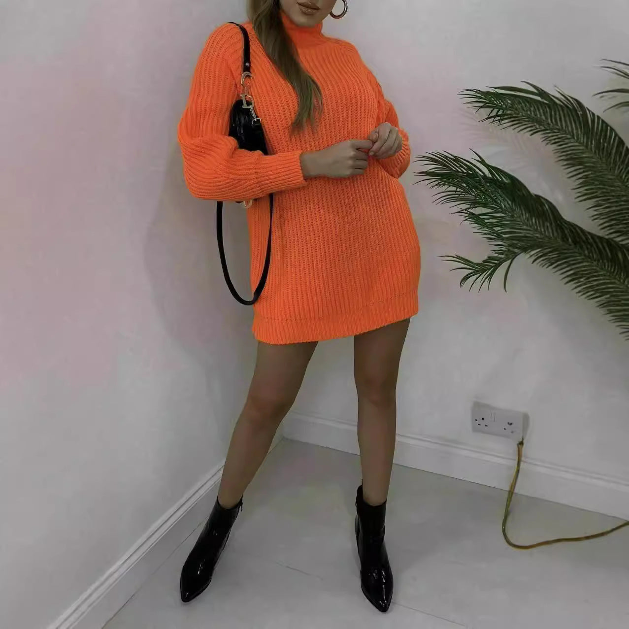 Pull femme oversized avec col haut et structure Chic und Stil