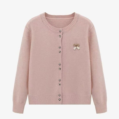 Dames cardigan en tricot confortable avec boutons brillants et application décorative Chic und Stil