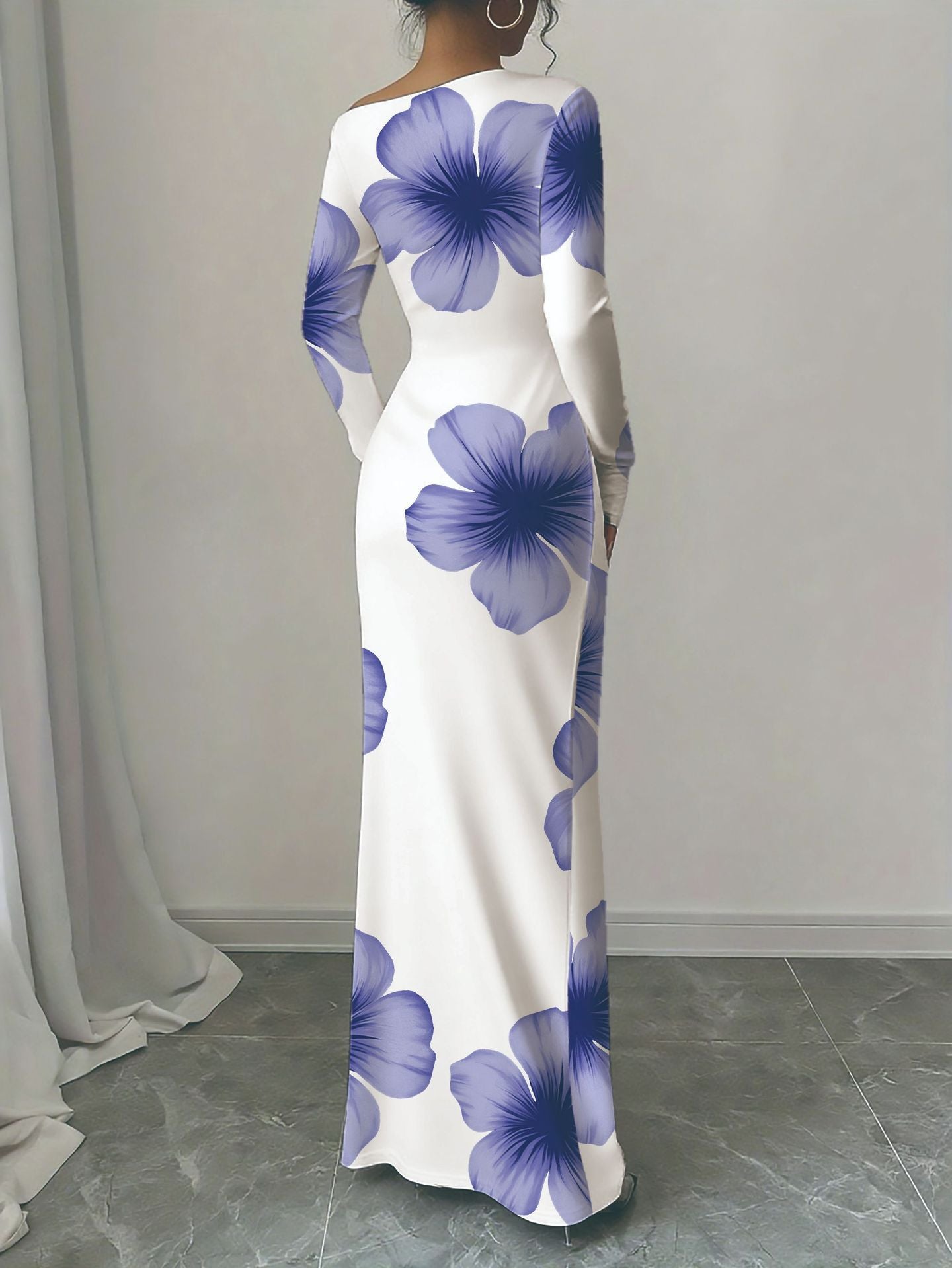 Robe longue élégante à manches longues pour dames avec motif floral Chic und Stil