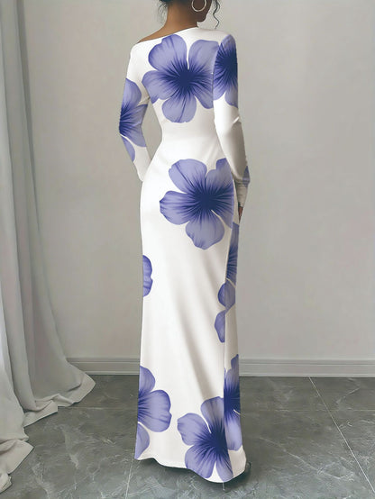 Robe longue élégante à manches longues pour dames avec motif floral Chic und Stil