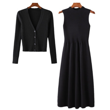 Robe en tricot pour femmes avec cardigan assorti Chic und Stil