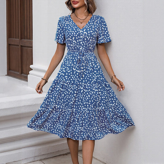 Robe à col en V superposée pour femmes avec ceinture taille Chic und Stil