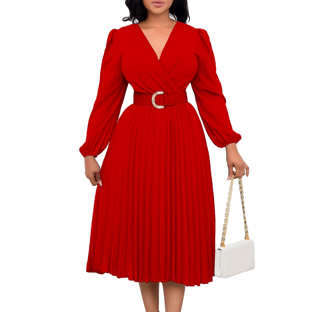 Robe portefeuille pour femmes avec des plis élégants et une ceinture cintrée Chic und Stil