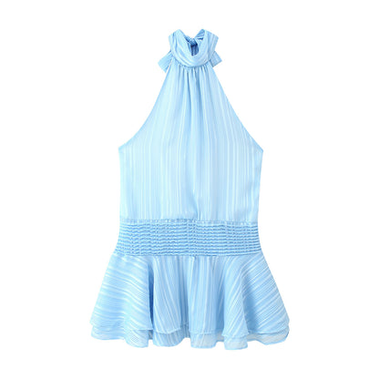 Dame Top à dos nu avec ourlet volants et taille élastique Chic und Stil