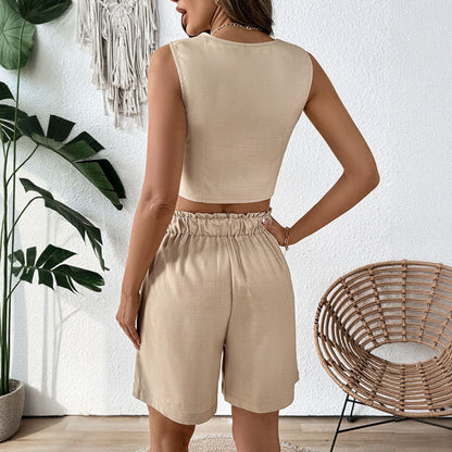 Femme Élégante Ensemble de Blouse et Shorts Deux Pièces Chic und Stil