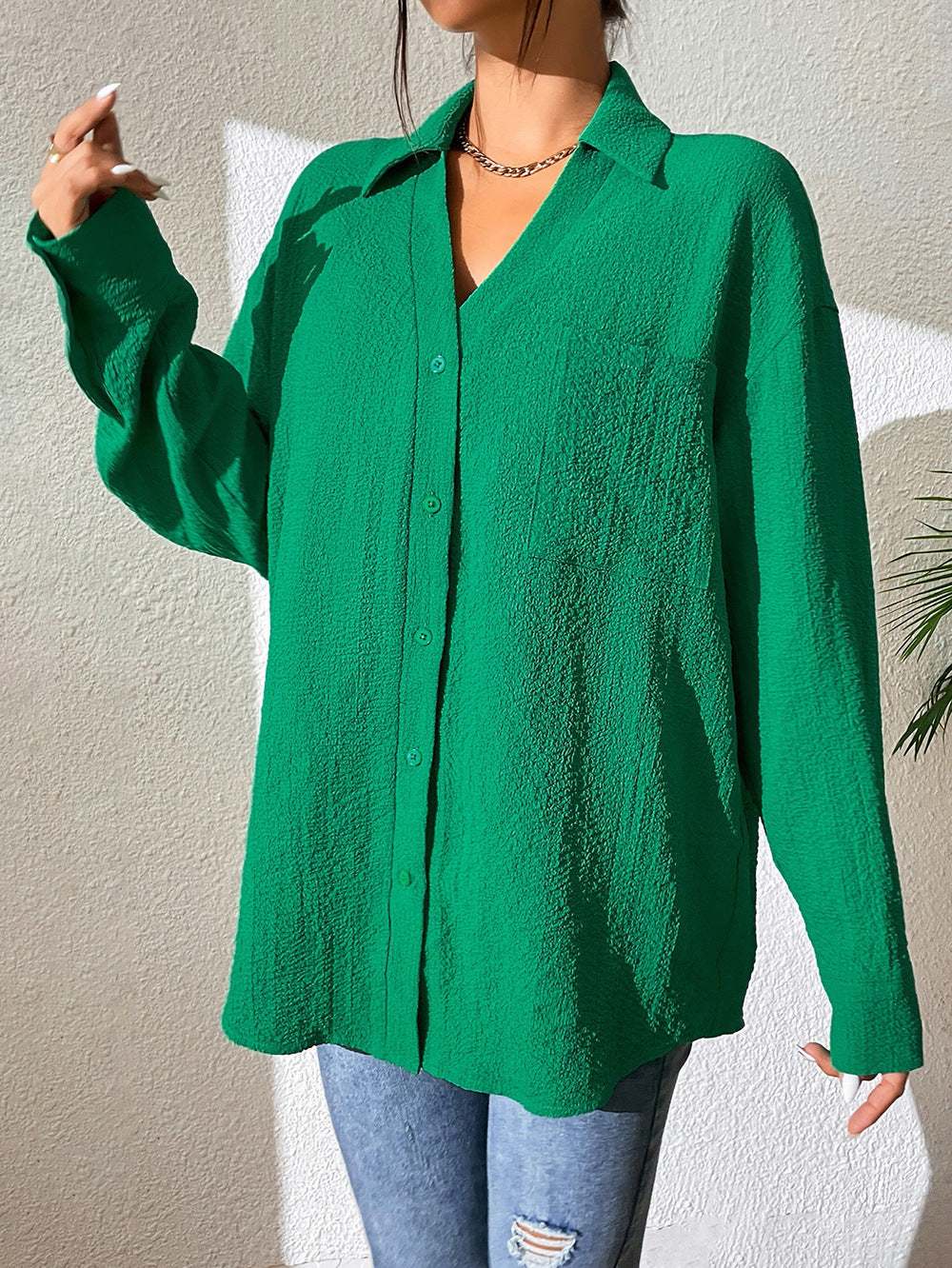 Chemise de loisirs légère pour femmes en tissu texturé Chic und Stil