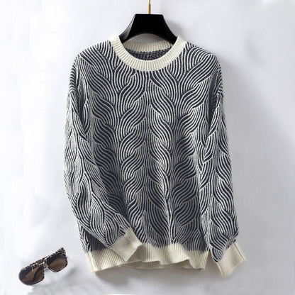 Pull en tricot pour femmes avec motif vagues moderne Chic und Stil