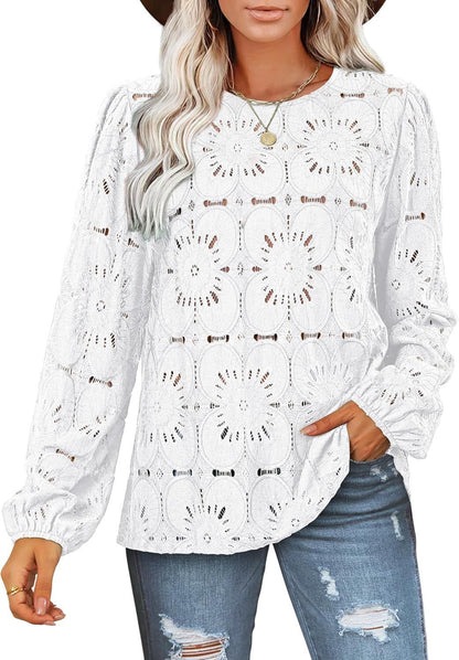 Dames Chemisier élégant avec motif floral en relief et manches larges Chic und Stil