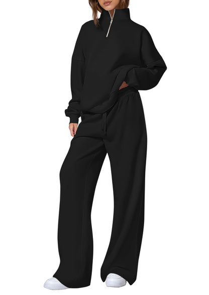Ensemble de sweatpants décontracté pour femmes avec col montant et fermeture éclair Chic und Stil