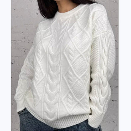 Pull en tricot oversized pour femmes avec motif en torsades Chic und Stil