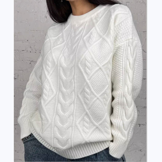 Pull en tricot oversized pour femmes avec motif en torsades Chic und Stil