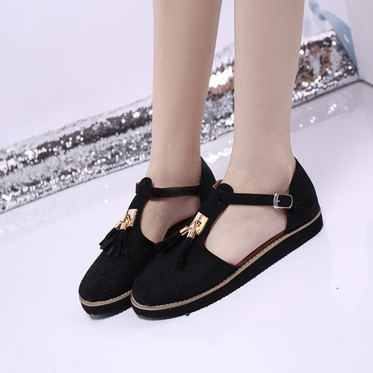 Ballerines élégantes pour dames avec un détail de frange tendance et une sangle réglable Chic und Stil