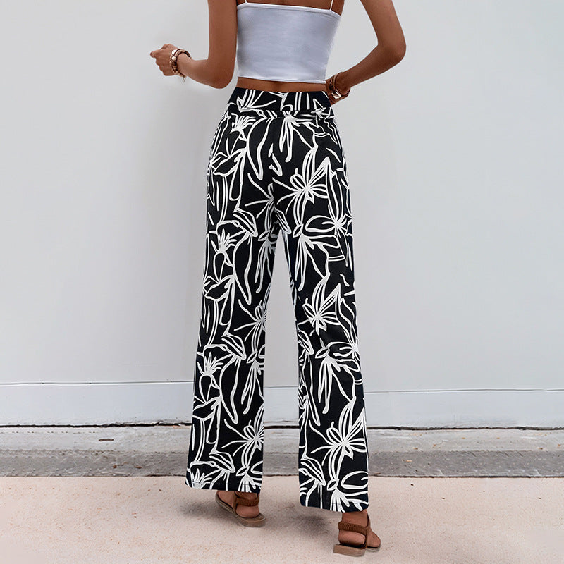 Women Wide Leg Floral Printed Pants Chic and Style