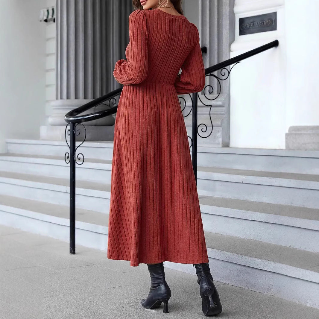 Robe maxi en tricot pour femmes à manches longues Chic und Stil