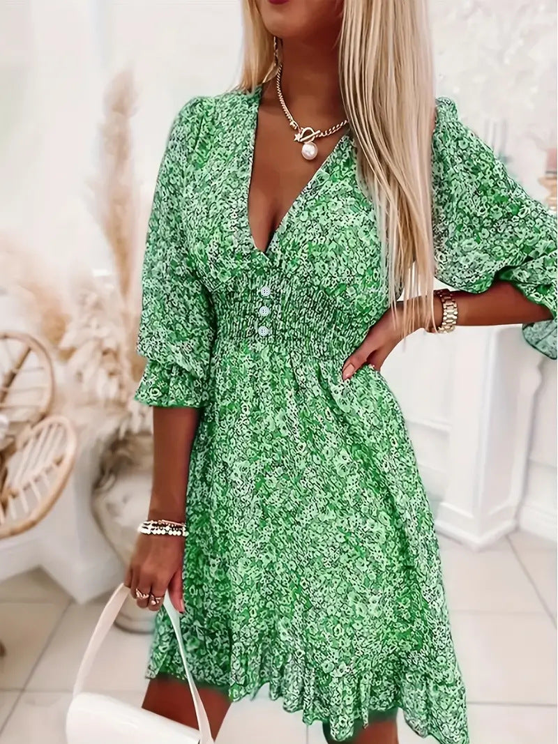 Dames Robe mini espiègle et élégante avec décolleté en V profond et détails en volants Chic und Stil