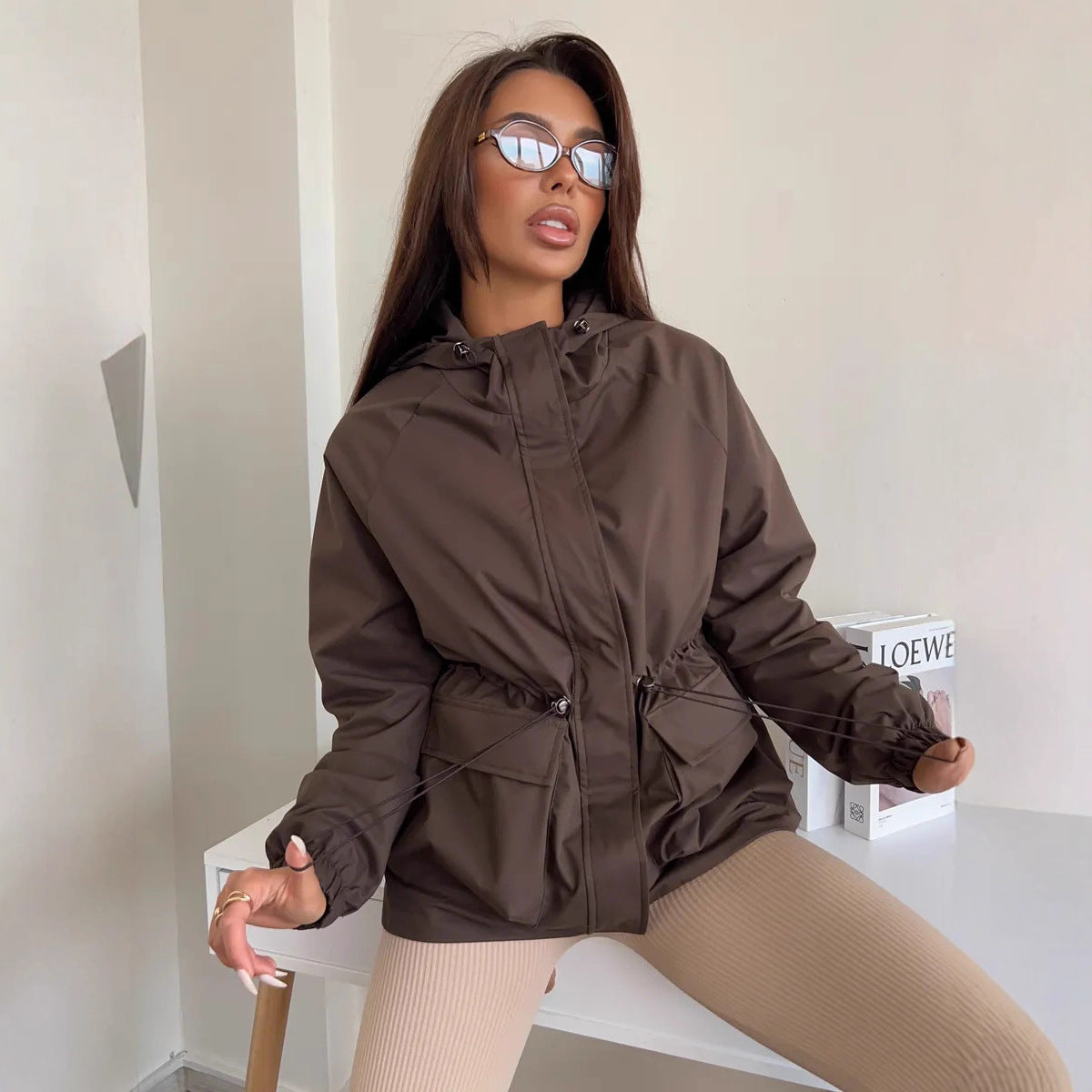 Functional windbreaker jacket for women with hood Chic and Style