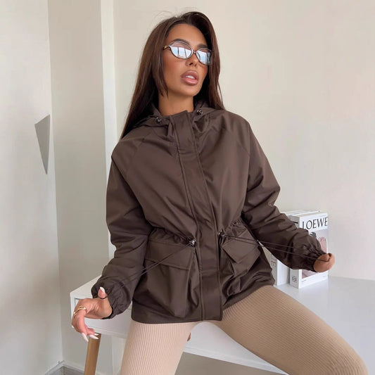 Functional windbreaker jacket for women with hood Chic and Style