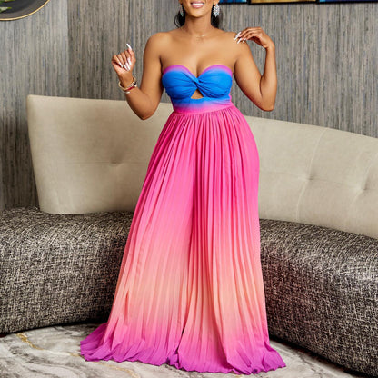Robe maxi sans bretelles pour dames avec des détails plissés Chic und Stil