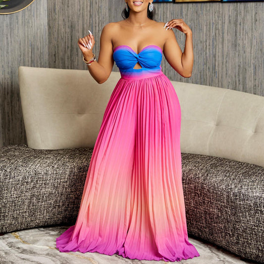 Robe maxi sans bretelles pour dames avec des détails plissés Chic und Stil