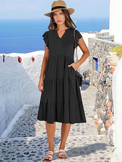 Robe de loisir pour femmes avec des détails en volants et des poches Chic und Stil