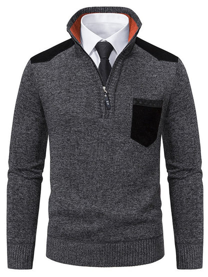 Fashionable men's pullover with short zipper and elegant details Chic and Style