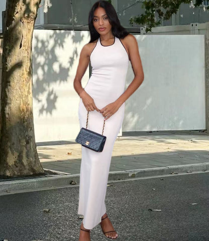 Dames Robe Maxi Élégante avec Décolleté en V Profond et Fente Latérale Chic und Stil