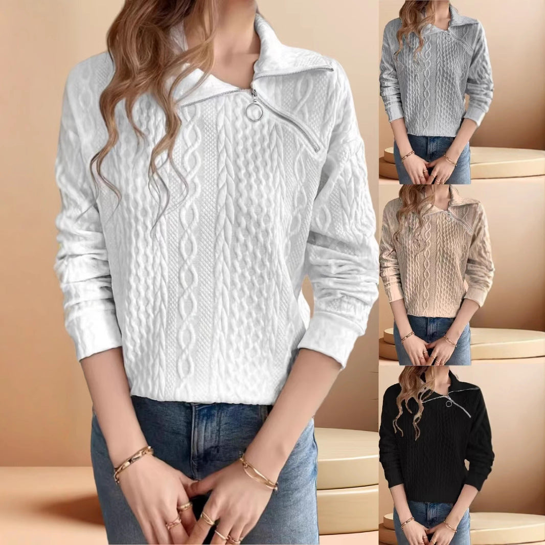 Pull en tricot pour femmes avec demi-zip et design texturé Chic und Stil