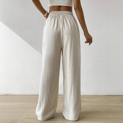 Casual linen pants for women with elastic waist and side pockets Chic and Style