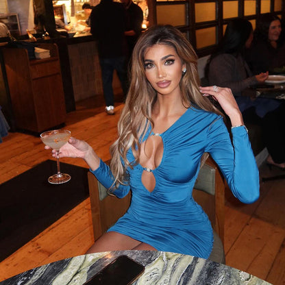 Robe Bodycon Drapé Raffung pour Femmes Chic und Stil