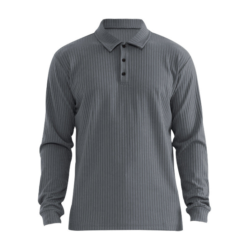 Chemise polo à manches longues pour hommes avec aspect ribbé structuré Chic und Stil
