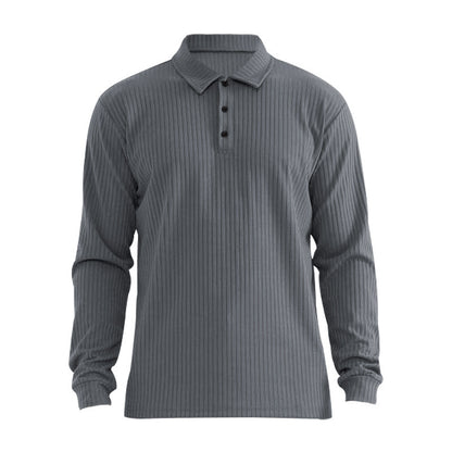 Chemise polo à manches longues pour hommes avec aspect ribbé structuré Chic und Stil