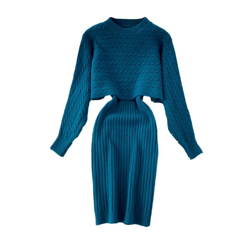 Robe en tricot à tresses pour femmes avec partie pull courte Chic und Stil