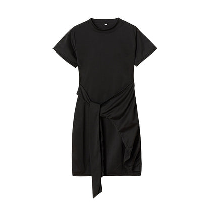 Robe T-Shirt drapée de loisirs pour femmes Chic und Stil