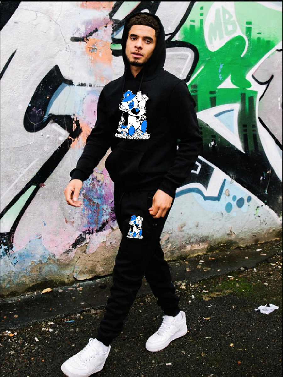 Creative bear pattern women's hoodie and jogging pants set Chic und Stil