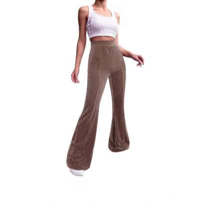Women Elegant and Comfortable Satin Pants with Vertical Stripes Chic and Style